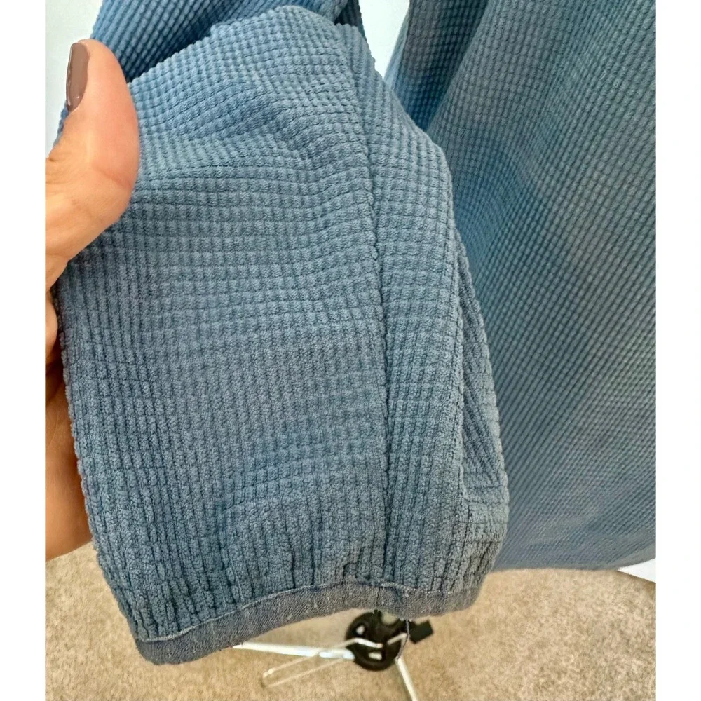Ventana Collective Vassa Mens Blue Waffle Knit Hybrid Half Zip Pullover Jacket